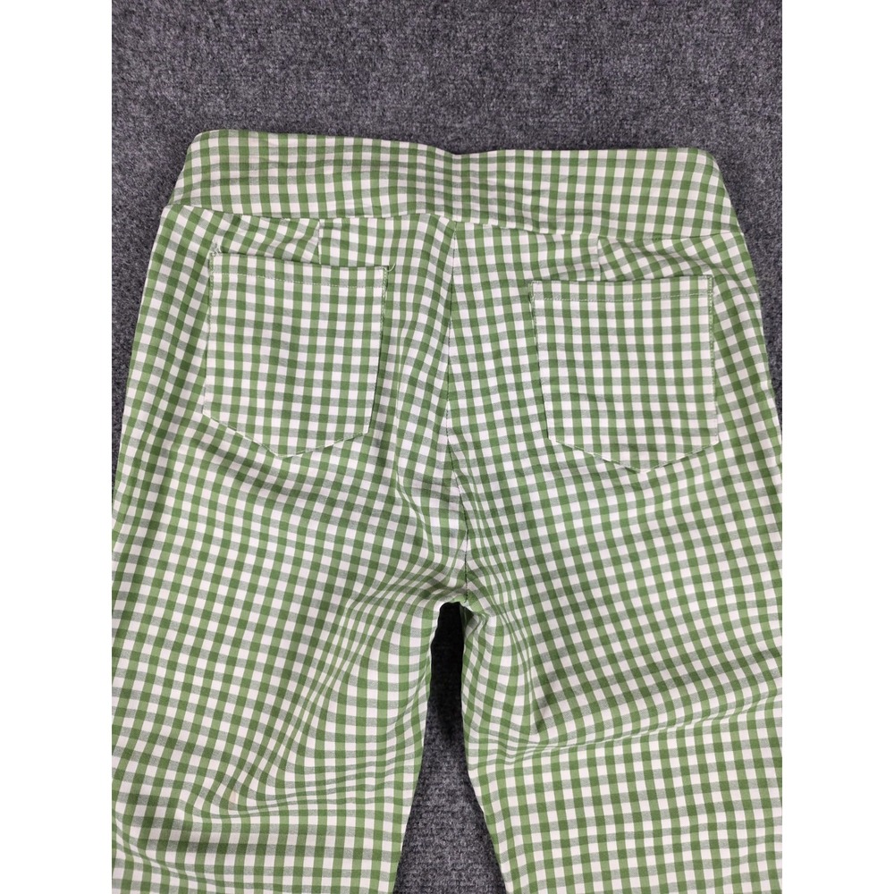 J. McLaughlin Ankle Pants Womens 10 Green White Gingham Rayon Stretch Mid Rise - Picture 9 of 9
